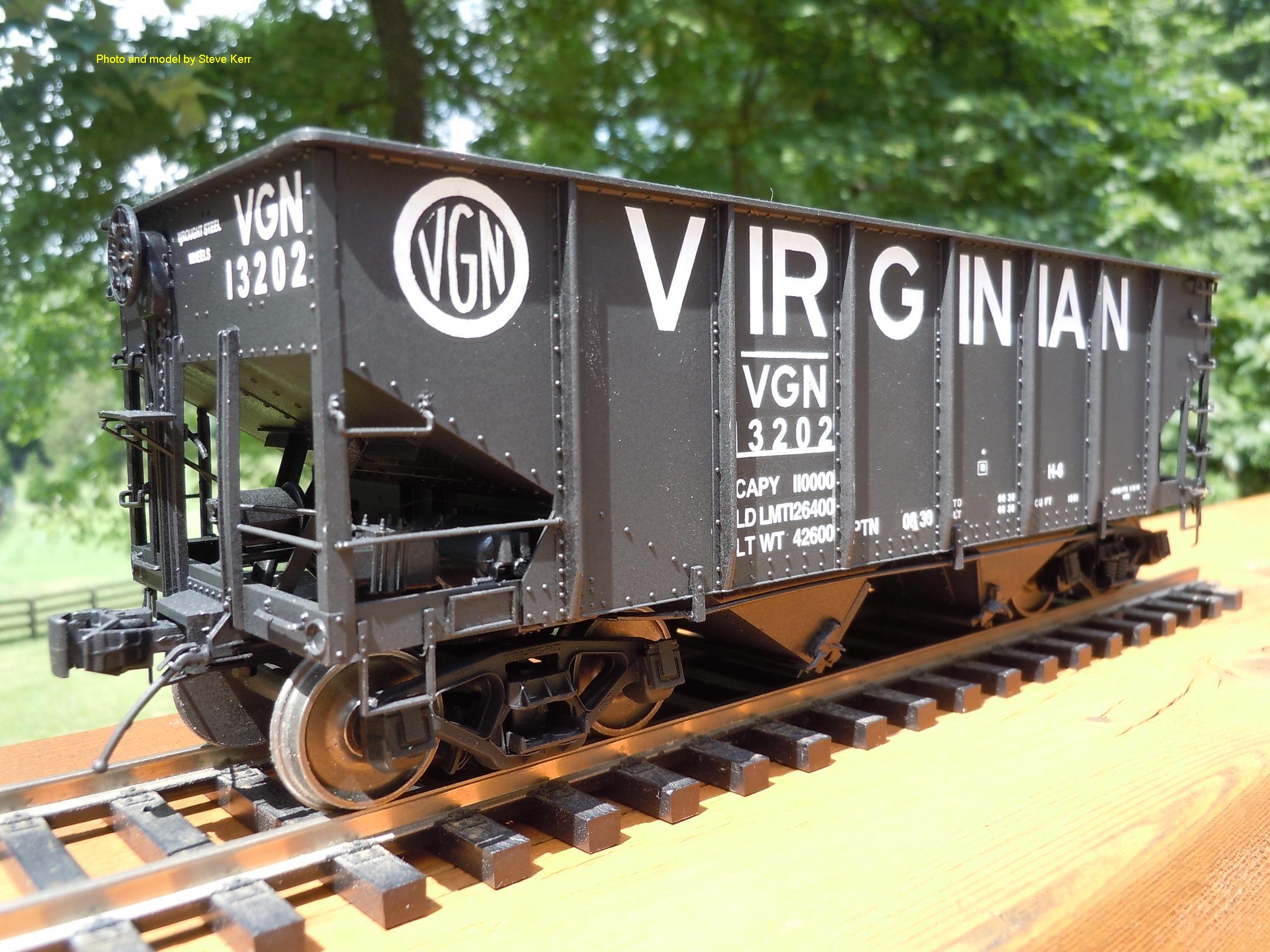 in white Decals for The Virginian Railway's G-5 low side gondolas in S-scale
